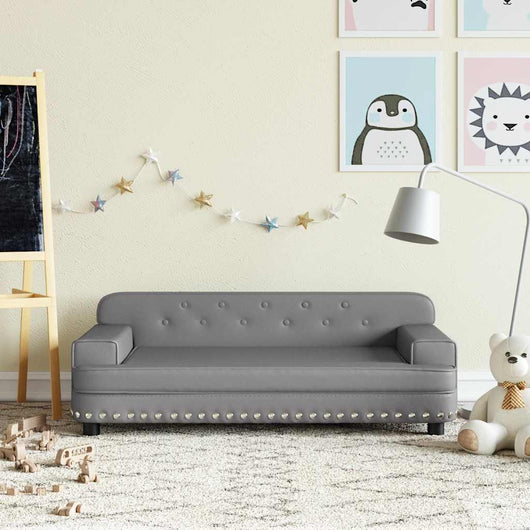 Divano per Bambini Grigio 90x53x30 cm in Similpelle