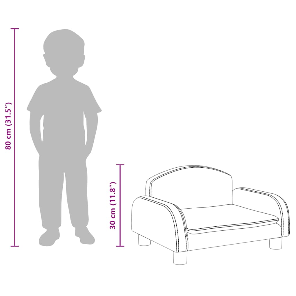 Divano per Bambini Nero 50x40x30 cm in Similpelle 3196374