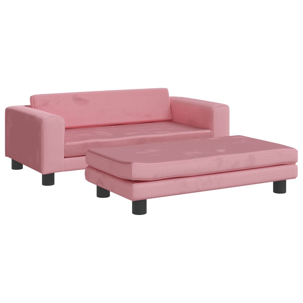 Divano per Bambini con Poggiapiedi Rosa 100x50x30 cm in Vellutocod mxl 117798