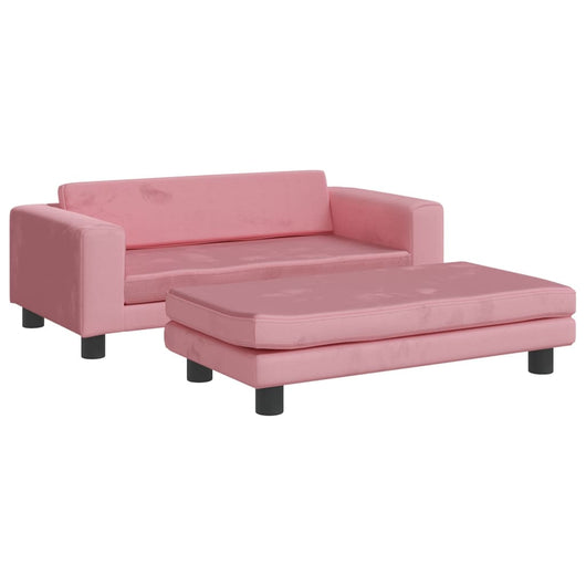 Divano per Bambini con Poggiapiedi Rosa 100x50x30 cm in Vellutocod mxl 117798