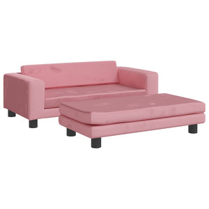 Divano per Bambini con Poggiapiedi Rosa 100x50x30 cm in Velluto 3196410