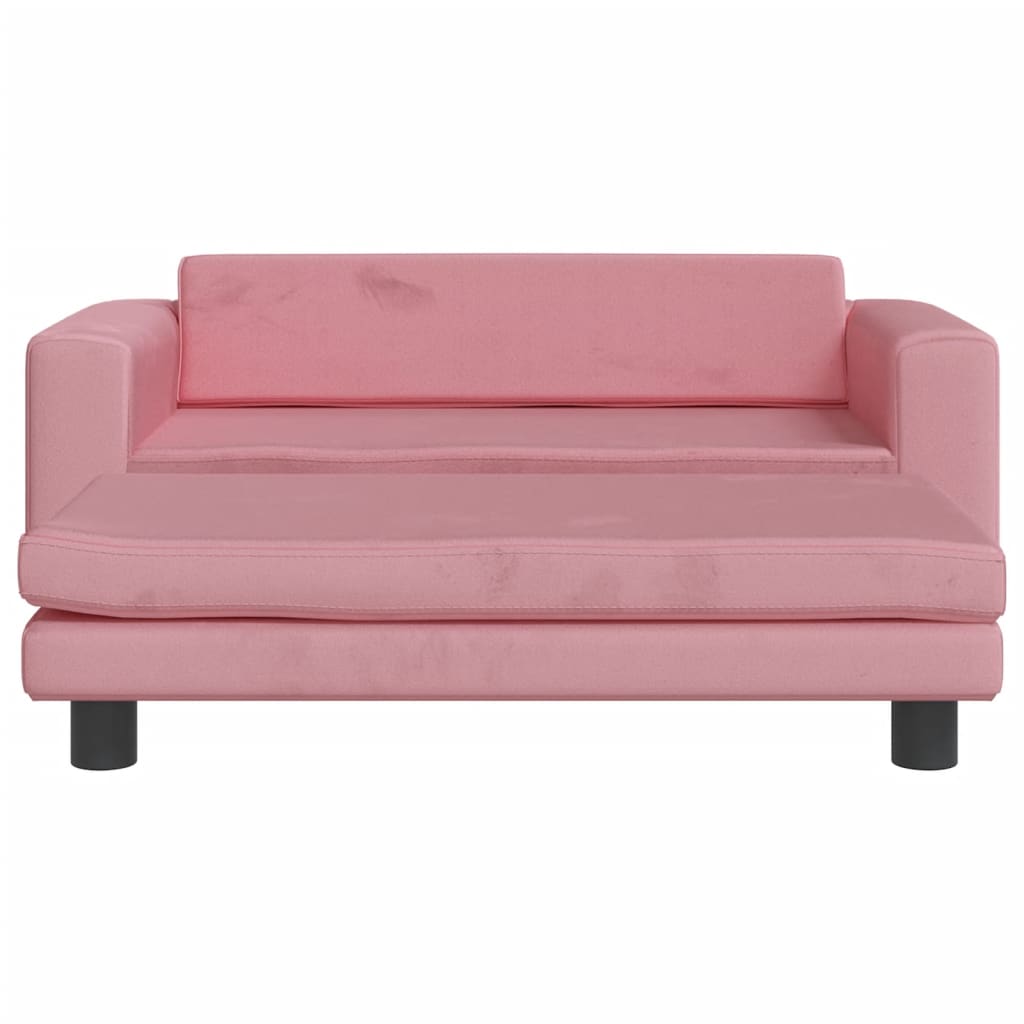 Divano per Bambini con Poggiapiedi Rosa 100x50x30 cm in Vellutocod mxl 117798