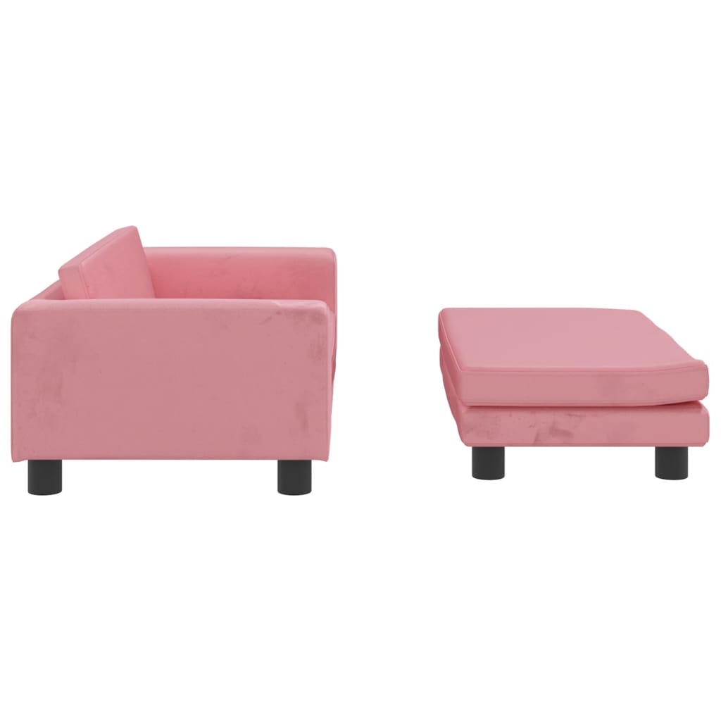 Divano per Bambini con Poggiapiedi Rosa 100x50x30 cm in Velluto 3196410