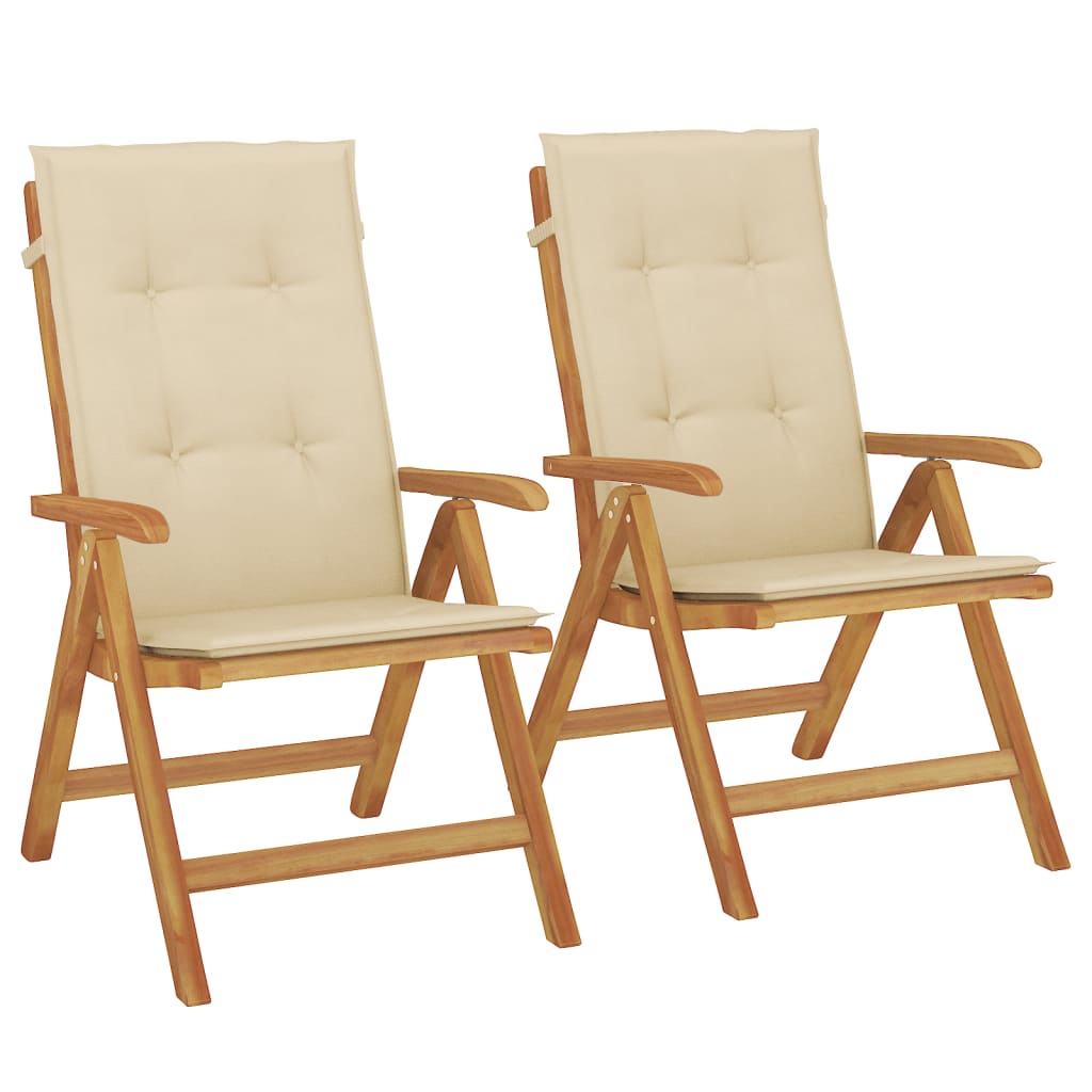 Sedie da Giardino Reclinabili con Cuscini 2 pz in Legno di Teak 3196436