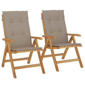 Sedie da Giardino Reclinabili con Cuscini 2 pz in Legno di Teak 3196441