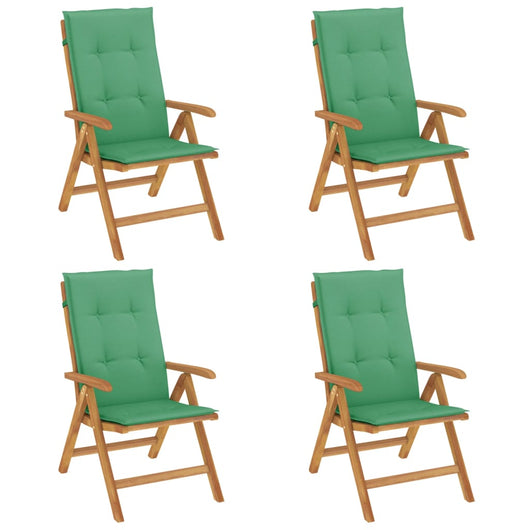 Sedie da Giardino Reclinabili con Cuscini 4 pz in Legno di Teak 3196468