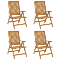 Sedie da Giardino Reclinabili con Cuscini 4 pz in Legno di Teak 3196475