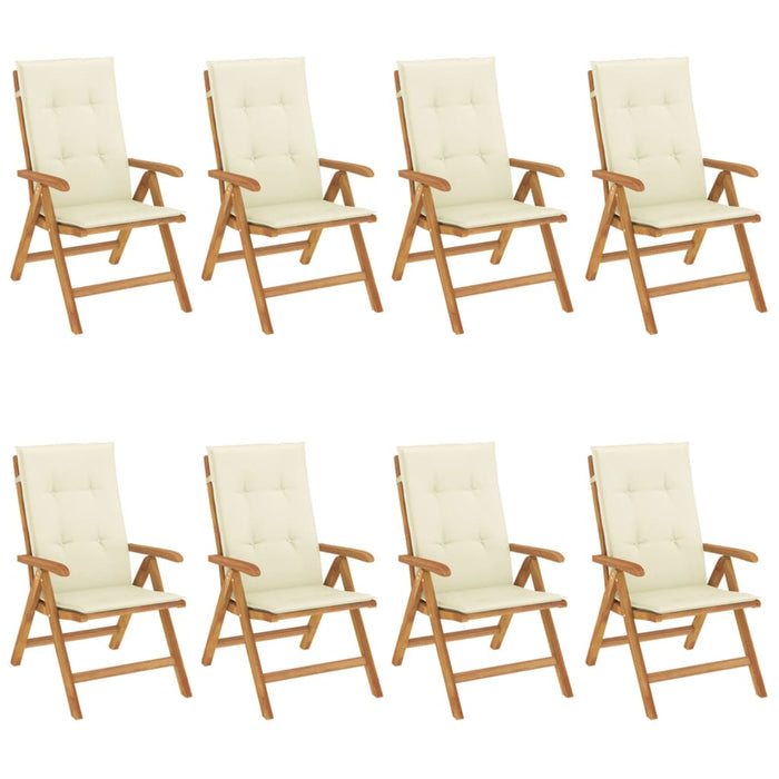 Sedie da Giardino Reclinabili con Cuscini 8 pz in Legno di Teak 3196525
