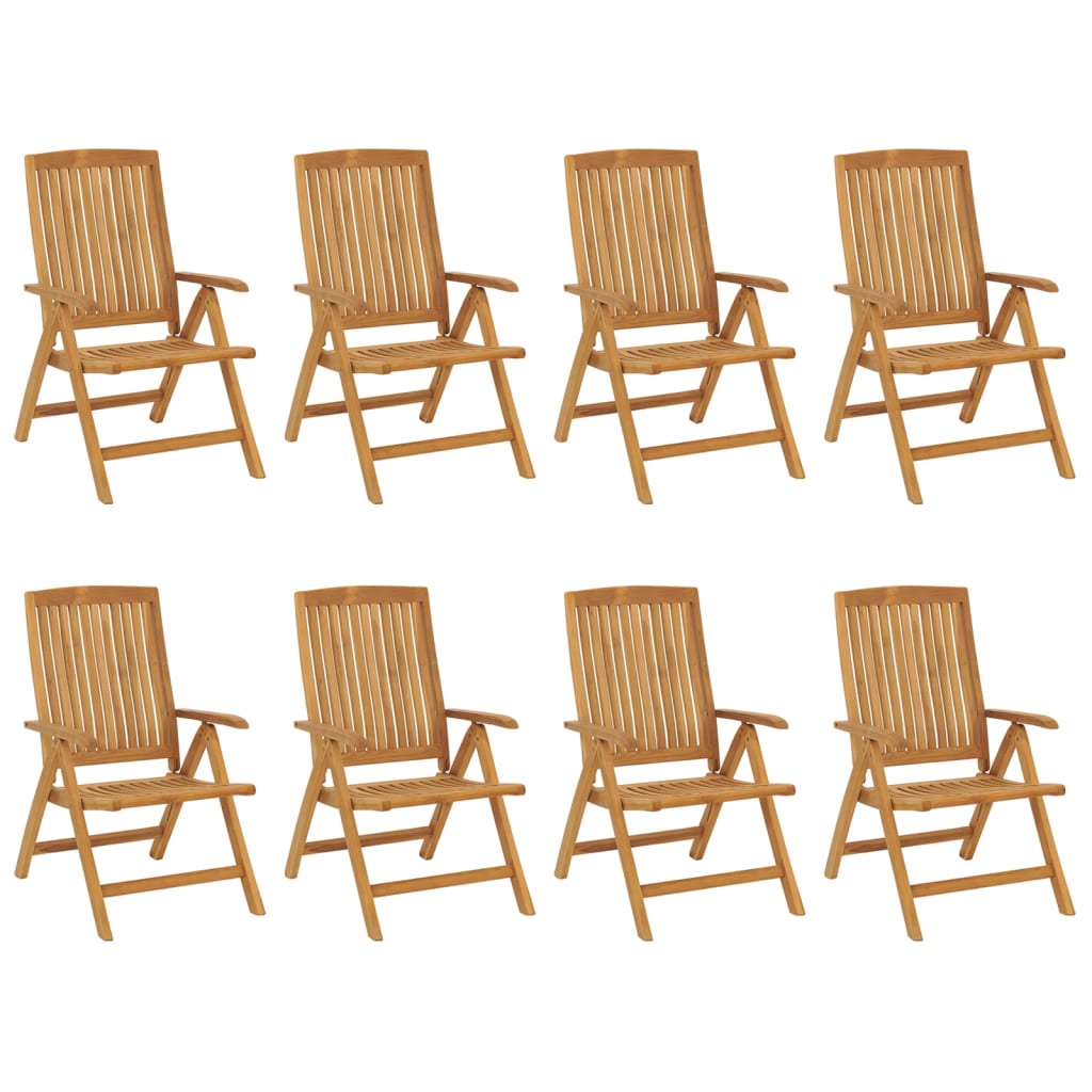 Sedie da Giardino Reclinabili con Cuscini 8 pz in Legno di Teak 3196528