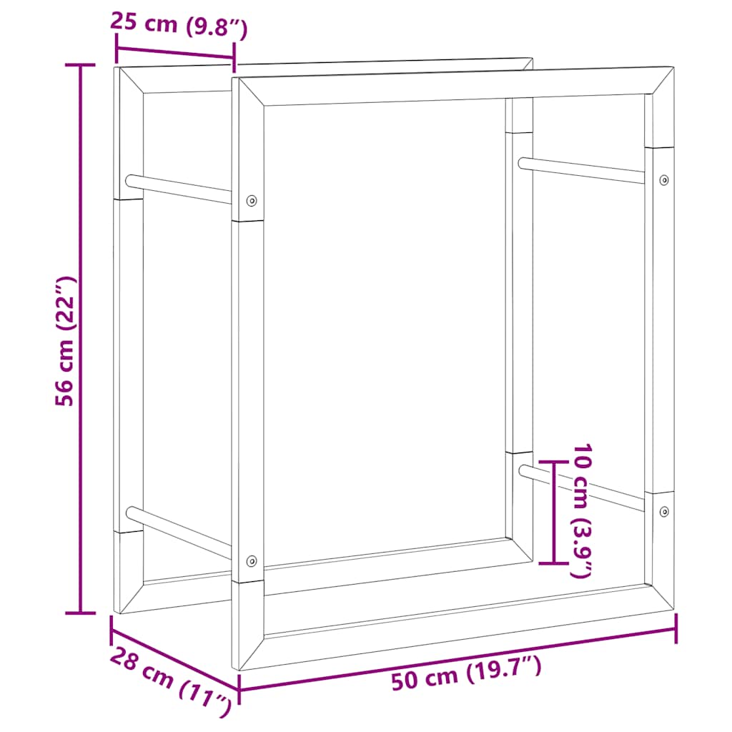 Portalegna 50x28x56 cm in Acciaio Inossidabile 357859
