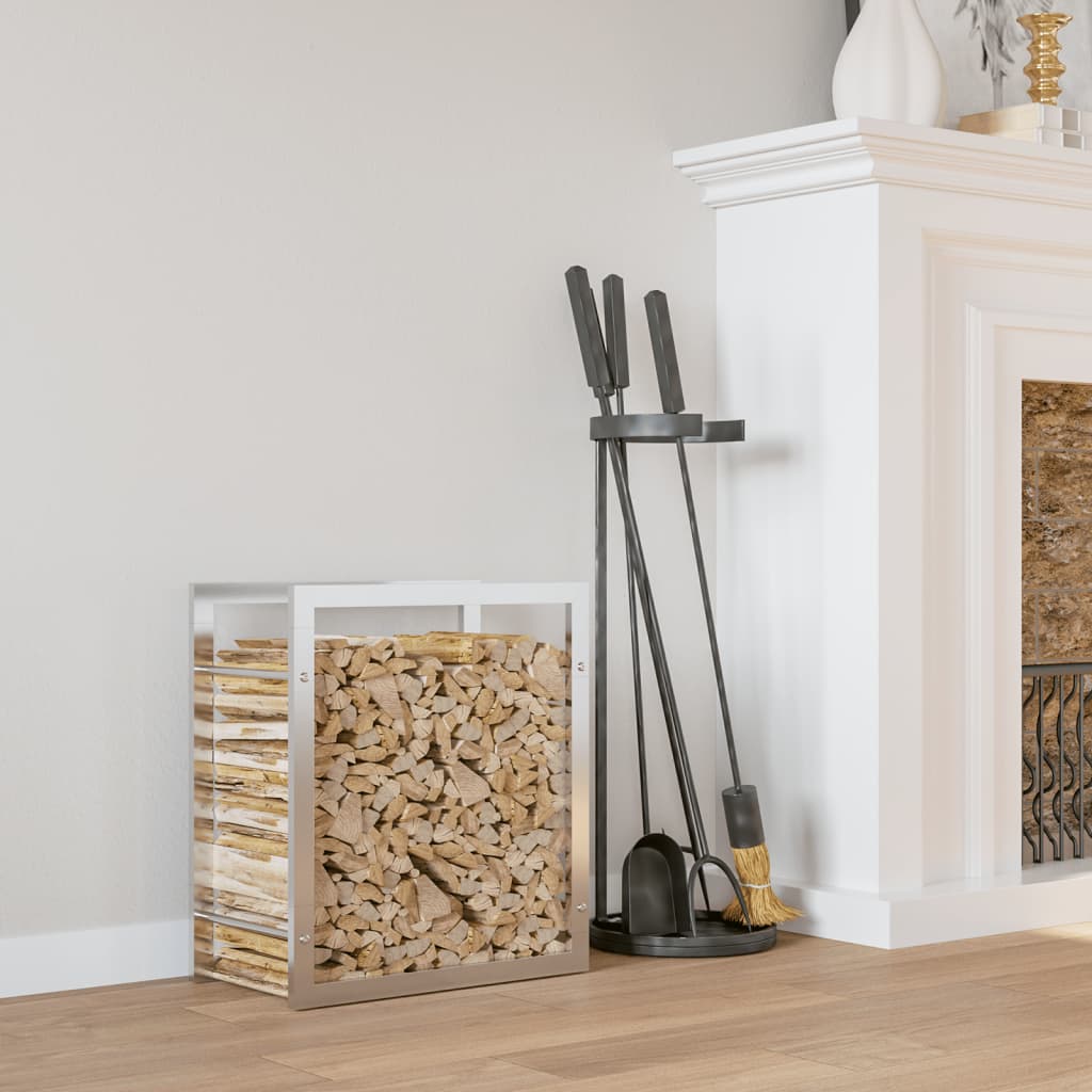 Portalegna-Scaffale per Legna 50x28x56 cm in Acciaio Inossidabile