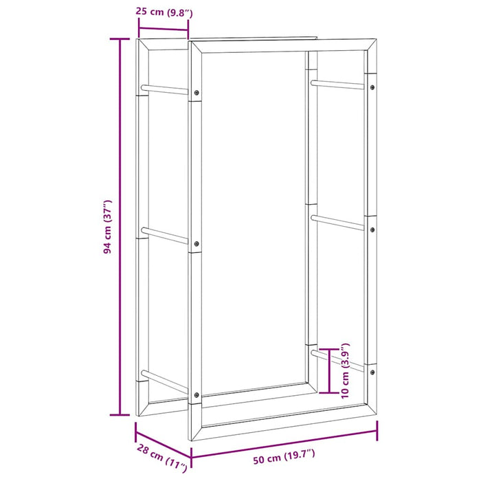 Portalegna 50x28x94 cm in Acciaio Inossidabile 357860