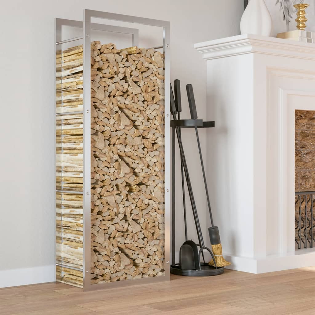 Portalegna 50x28x132 cm in Acciaio Inossidabile 357861