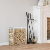 Portalegna-Scaffale per Legna 80x28x86 cm in Acciaio Inossidabile