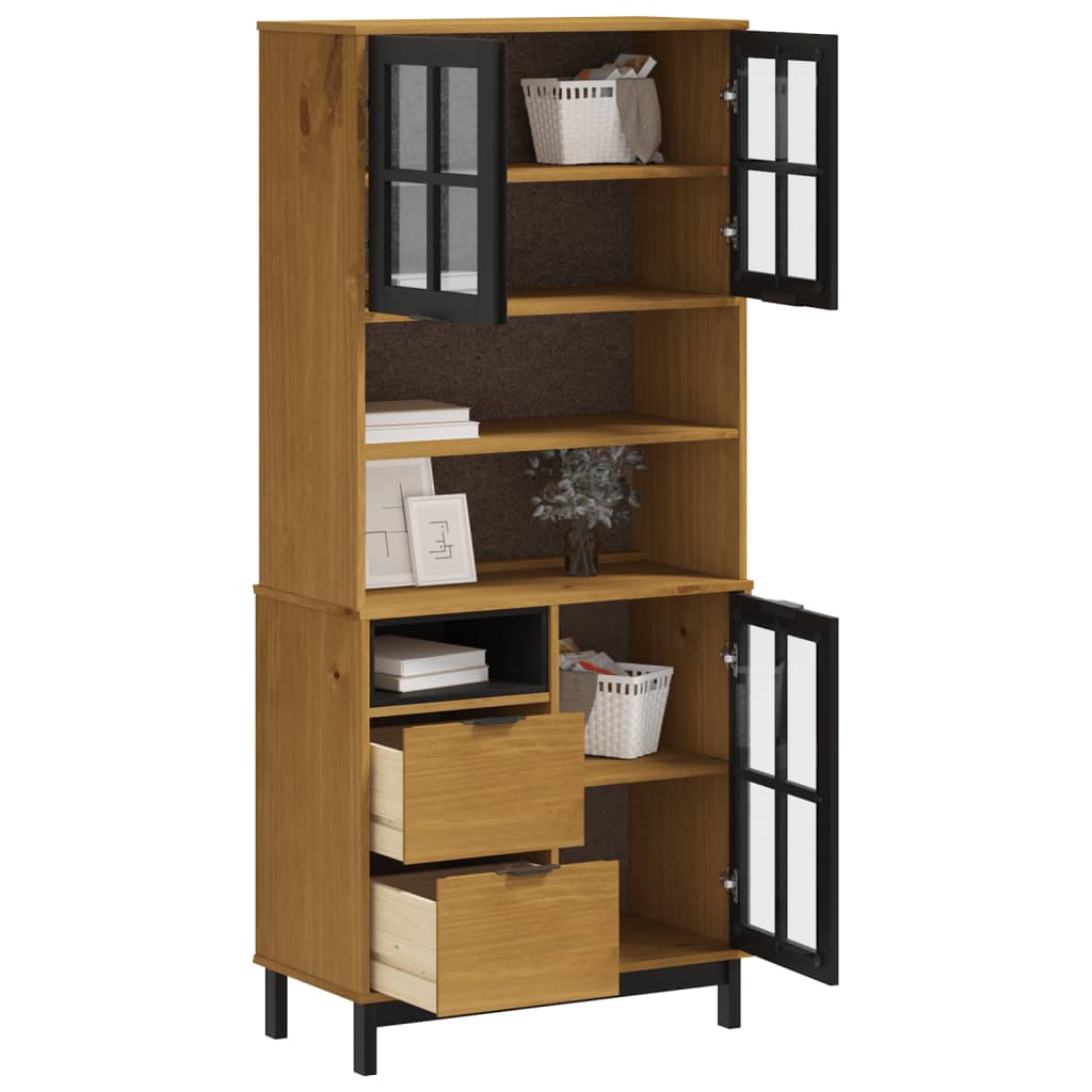 Credenza con Anta in Vetro FLAM 80x40x180 cm in Legno di Pinocod mxl 77890