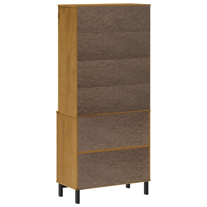 Credenza con Anta in Vetro FLAM 80x40x180 cm in Legno di Pino 3196554