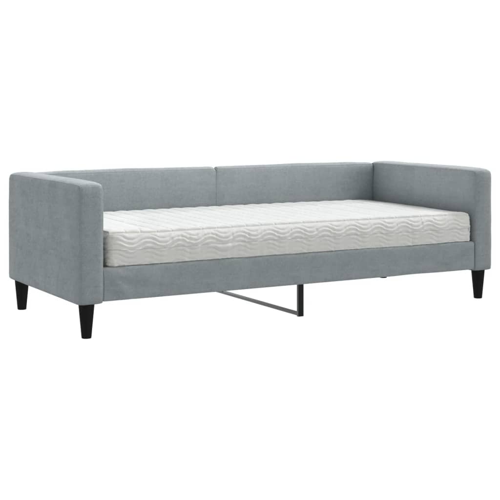 Divano Letto con Materasso-Sofa Letto-Daybed Grigio Chiaro 80x200 cm in Tessuto 224961