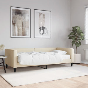 Divano Letto con Materasso Crema 90x200 cm in Tessuto 3196564