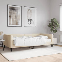 Divano Letto con Materasso Crema 100x200 cm in Tessuto 3196569