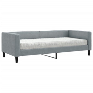 Divano Letto con Materasso-Sofa Letto-Daybed Grigio Chiaro 90x190 cm in Tessuto 952792