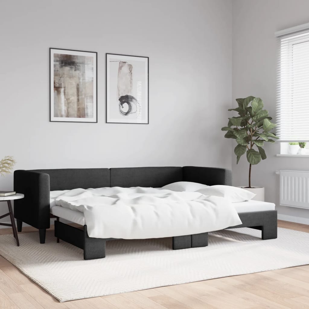 Divano Letto con Letto Estraibile-Sofa Letto-Daybed Nero 80x200 Tessuto 380185
