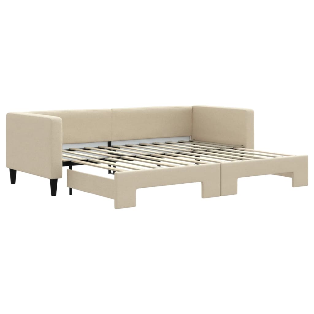 Divano Letto con Letto Estraibile-Sofa Letto-Daybed Crema 80x200 cm Tessuto 597593