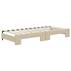 Divano Letto con Letto Estraibile Crema 80x200 cm Tessuto
