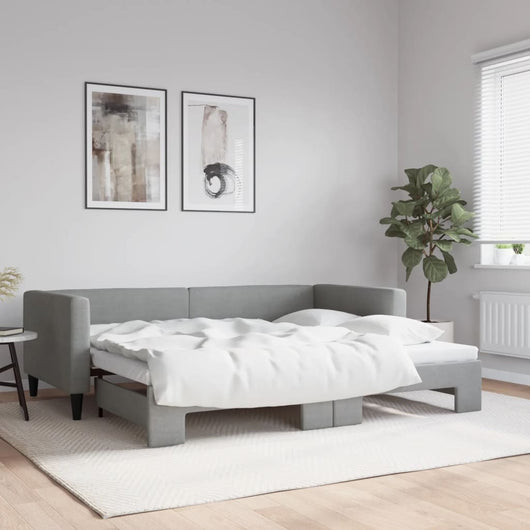 Divano Letto con Letto Estraibile-Sofa Letto-Daybed Grigio Chiaro 90x200 Tessuto 276973