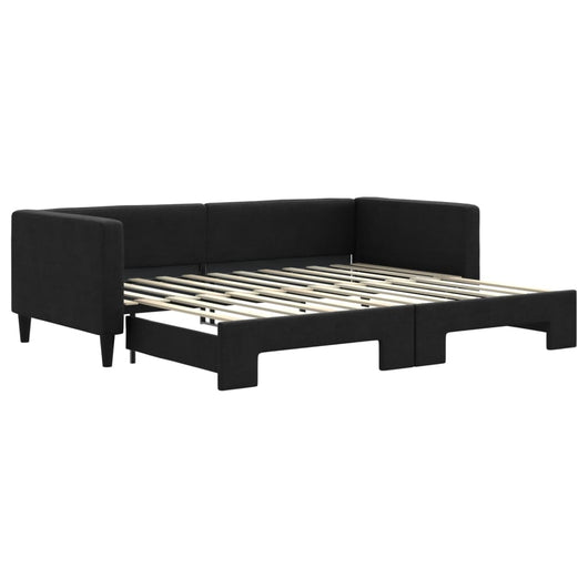 Divano Letto con Letto Estraibile Nero 90x200 cm in Tessuto
