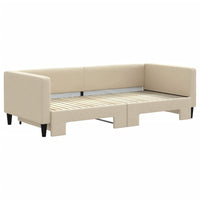 Divano Letto con Letto Estraibile Crema 90x200 cm in Tessuto 3196582