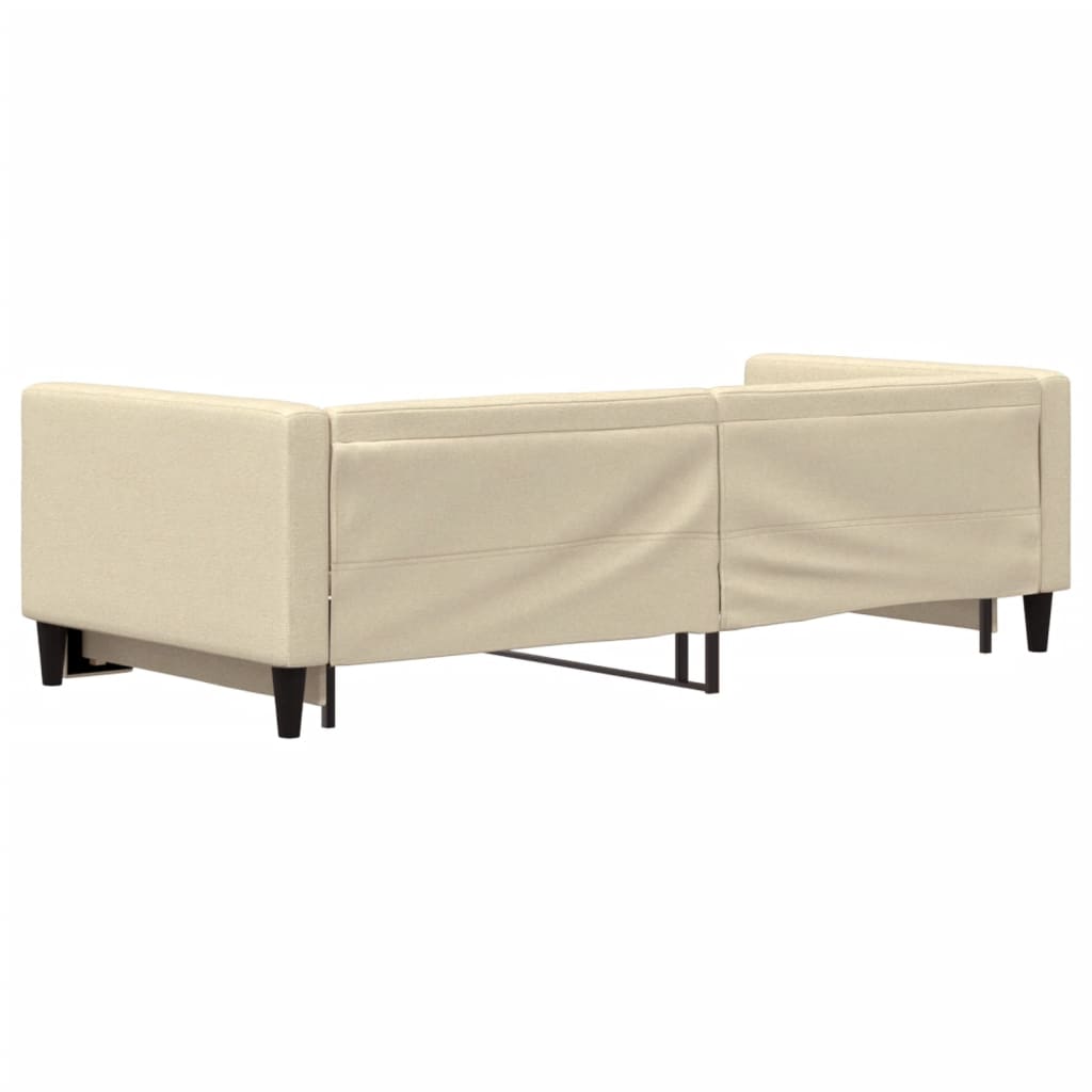 Divano Letto con Letto Estraibile Crema 90x200 cm in Tessuto 3196582