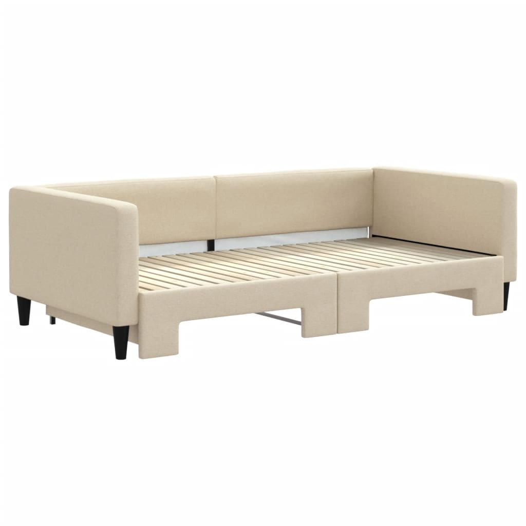Divano Letto con Letto Estraibile Crema 100x200 cm in Tessuto 3196587