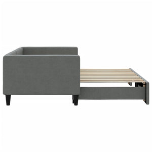 Divano Letto con Letto Estraibile Grigio Scuro 90x190cm Tessuto