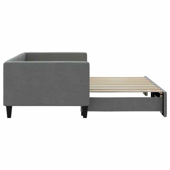 Divano Letto con Letto Estraibile Grigio Scuro 90x190cm Tessuto