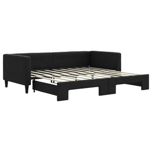 Divano Letto con Letto Estraibile Nero 90x190 cm in Tessuto 3196590