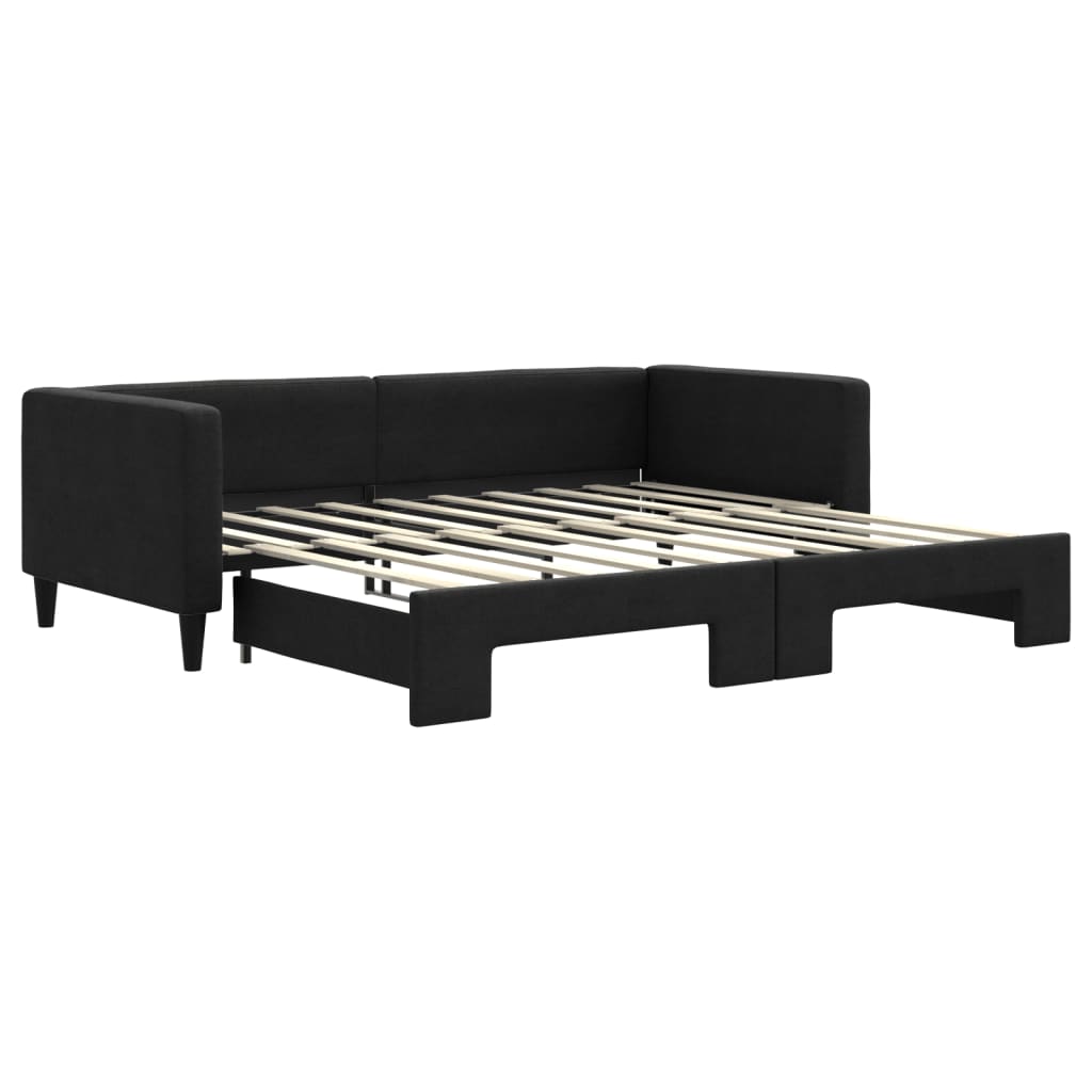 Divano Letto con Letto Estraibile-Sofa Letto-Daybed Nero 90x190 cm in Tessuto 831556