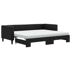 Divano Letto Estraibile con Materassi Nero 80x200 cm Tessutocod mxl 82701