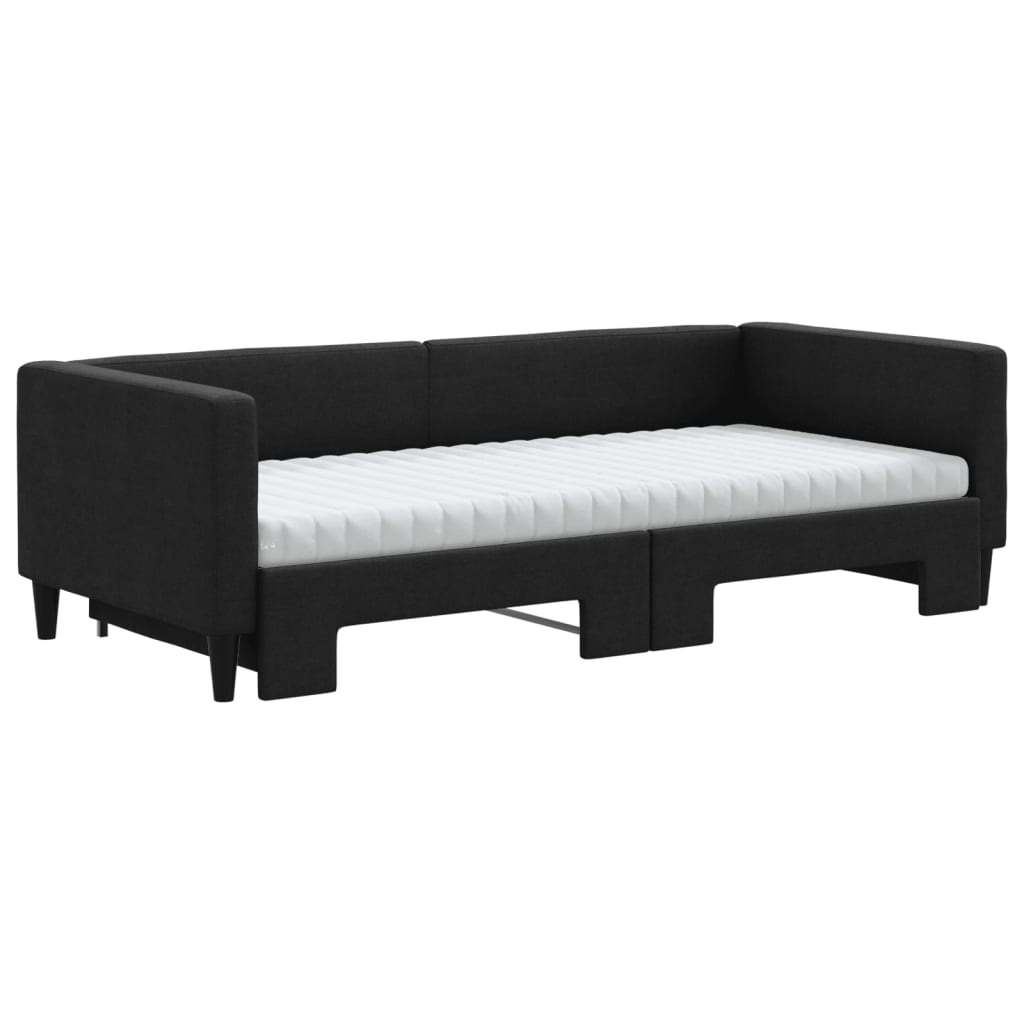 Divano Letto Estraibile con Materassi Nero 90x200 cm in Tessuto 3196598