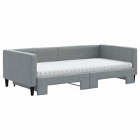 vidaXL Divano Letto Estraibile Materassi Grigio Chiaro 100x200 Tessuto