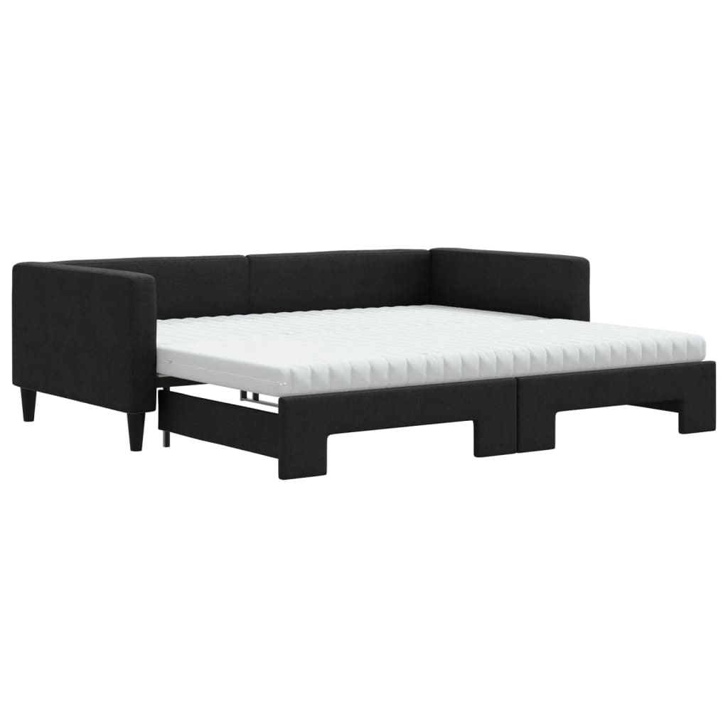 Divano Letto Estraibile con Materassi Nero 100x200 cm Tessutocod mxl 82708