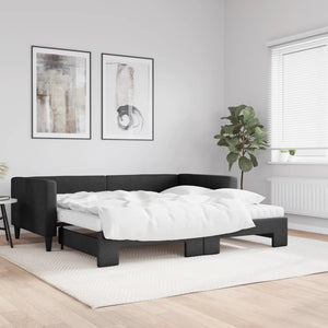 Divano Letto Estraibile con Materassi Nero 100x200 cm Tessutocod mxl 82708