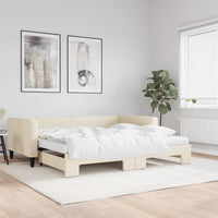 Divano Letto Estraibile con Materassi Crema 100x200 cm Tessuto 3196605