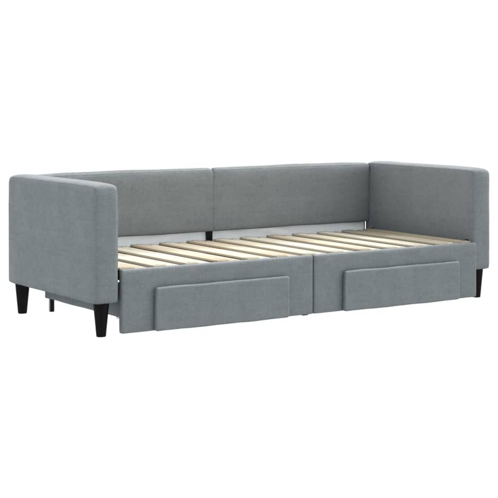 Divano Letto Estraibile Cassetti-Sofa Letto-Daybed Grigio Chiaro 80x200cm Tessuto 161060