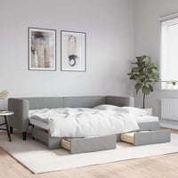 Divano Letto Estraibile Cassetti-Sofa Letto-Daybed Grigio Chiaro 80x200cm Tessuto 161060
