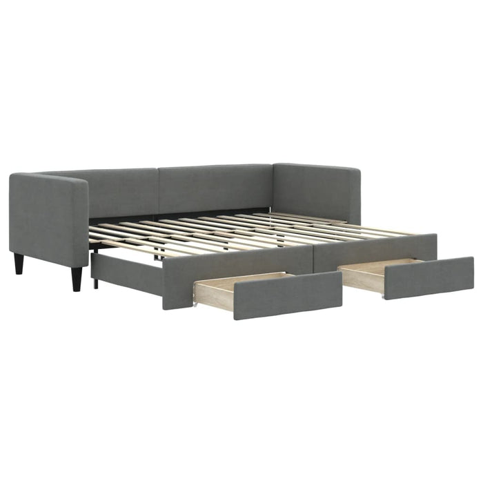 Divano Letto Estraibile Cassetti Grigio Scuro 80x200cm Tessuto 3196610