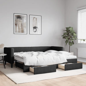 Divano Letto Estraibile con Cassetti Nero 80x200 cm in Tessutocod mxl 130620