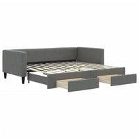 Divano Letto Estraibile Cassetti Grigio Scuro 90x200cm Tessuto 3196615