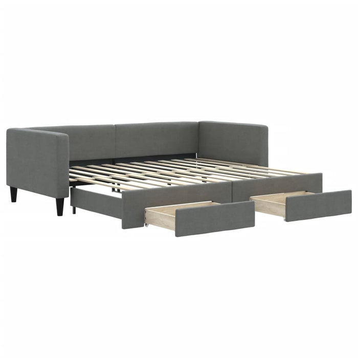 Divano Letto Estraibile Cassetti Grigio Scuro 90x200cm Tessuto 3196615