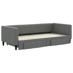 Divano Letto Estraibile Cassetti Grigio Scuro 90x200cm Tessuto 3196615