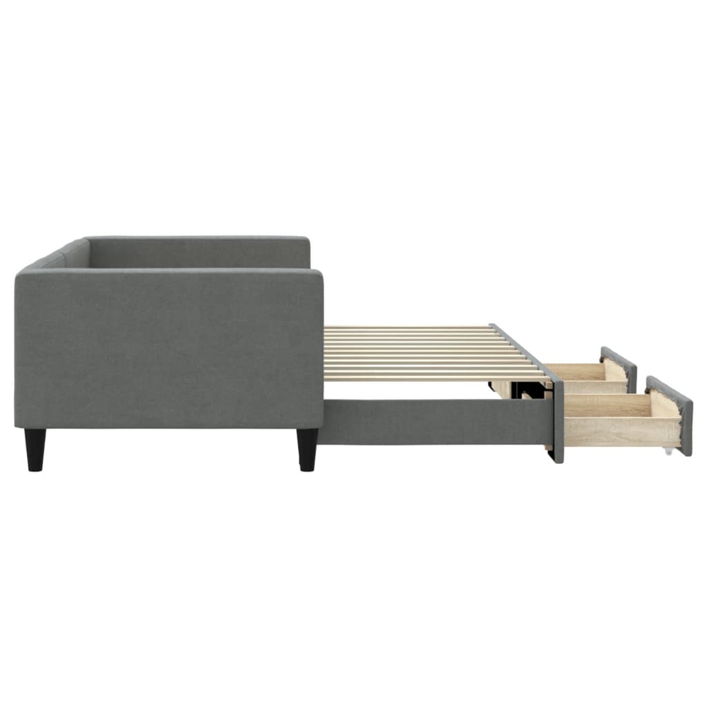 Divano Letto Estraibile Cassetti Grigio Scuro 90x200cm Tessuto 3196615
